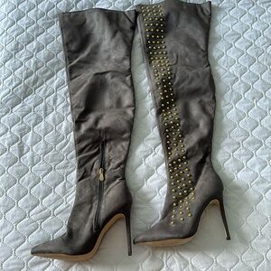 Women’s Grey Over the Knee Boots